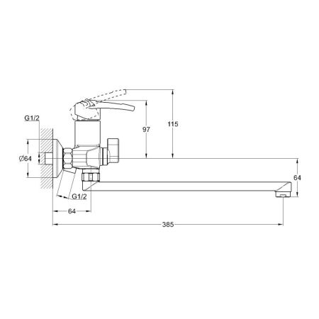 Смеситель для ванны G.Lauf LWF7-A113, хром