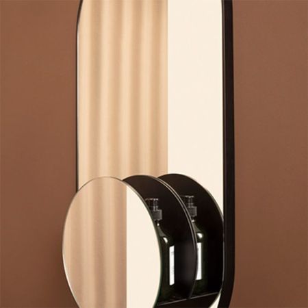 Зеркало, Globo, OPI-MIRRORS, овальное, ширина, мм-900, глубина, мм-110, высота, мм-450, тип установки-настенный, без подсветки, с полочкой, рама-есть, цвет рамы-черный, артикул OP005MAR