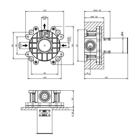 Gessi Emporio Via manzoni Встраиваемая часть для однорычажного смесителя, цвет: Chrome