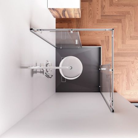 W87G-403-9090-MT Sunny душ огражд квадратн, раздвижн двери 90x90 серебро,стекло прозрачн