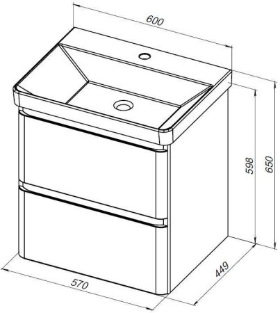 Тумба под раковину Aquanet Эмбер 60 черный матовый, артикул 00330466