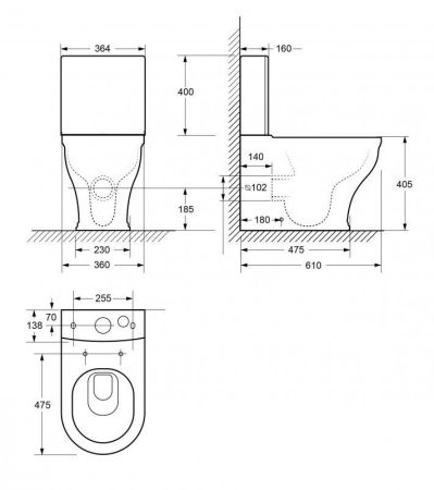 Унитаз-компакт безободковый CEZARES GIUBILEO, артикул CZR-165-CPR