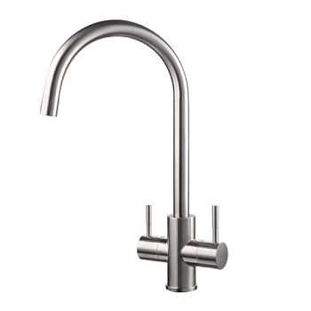 Смеситель для кухни двухзахватный WesnaArt EKO05-1102, сатин