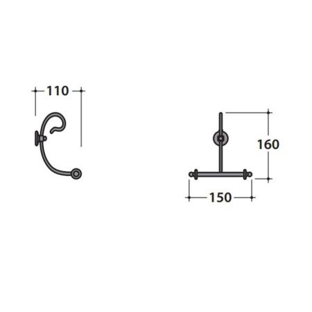 GLOBO Paestum Крючок настенный двойной, цвет metallo antico, артикул PA043met