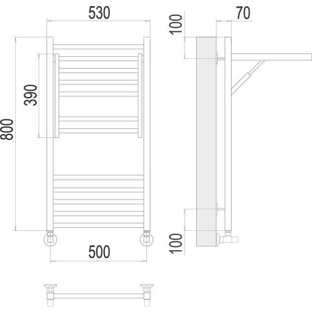 Полотенцесушитель водяной с полкой Terminus Валенсия П12 50х80, артикул 4670078529473