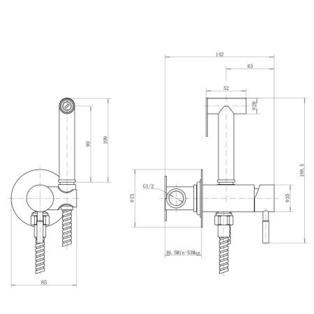 Гигиенический душ со смесителем FASHUN A57803, сатин