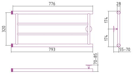 Полотенцесушитель СТИЛЬЕ "Минор 0600" 320х800 (2) П (Без покрытия)