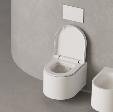 Унитаз, Salini, Gemelli, безободковый (с открытым смывным краем), тип установки-подвесной, ширина, мм-405, глубина, мм-520, высота, мм-425, форма чаши-овальная, выпуск-горизонтальный, материал-S-Stone (искуственный камень), бачок-необходима система инстал, артикул 240121KSM