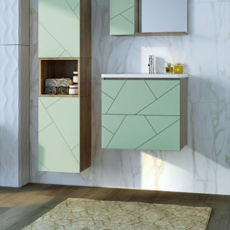 Тумба под раковину подвесная Бриклаер КРИСТАЛЛ фисташковый, 60 см, артикул 4627125417153