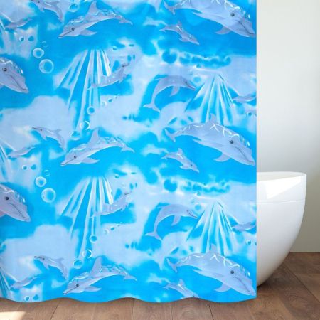 Штора для ванной комнаты Savol S-01718F, дельфины, артикул S-01718F