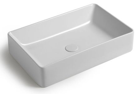 White Ceramic Slim, накладная прямоугольная раковина 60x38x13h см, цвет белый глянцевый, артикул W012701