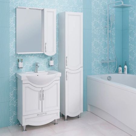 Зеркало со шкафом Runo Неаполь 65 R 4620750029012 с подсветкой Белое