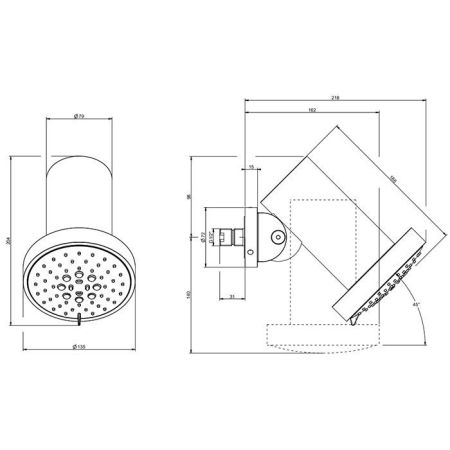 Gessi Spotwater Душевая головка для настенного крепления, с регулируемым углом наклона. 3 режима, цвет:Steel Brushed
