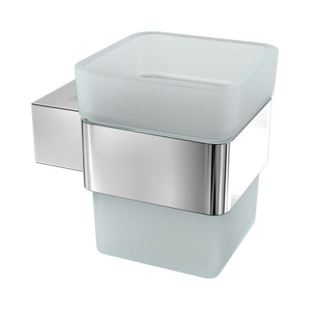Стакан для зубных щёток Lemark SMOOTH LINE с держателем, хром (9731013), артикул 9731013