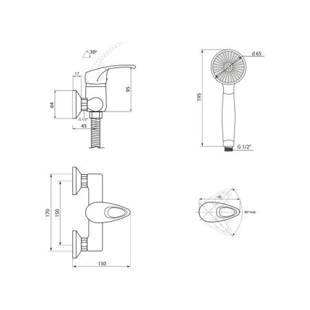 Смеситель для душа Славен СЛ-ОД-Р40, хром, артикул СЛ-ОД-Р40