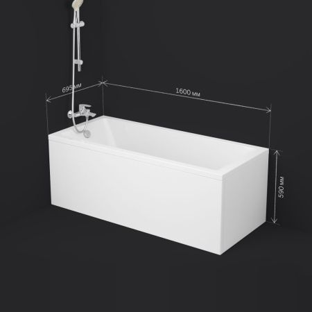 W93A-160-070W-A Gem, ванна акриловая 160x70 см, артикул W93A-160-070W-A