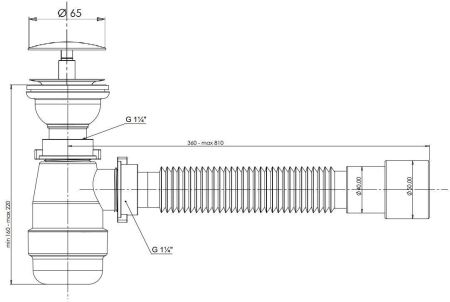 Сифон для раковины серый Aquanet d40/50