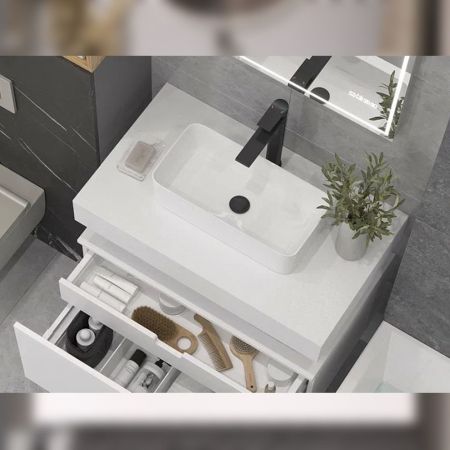 Тумба подвесная без столешницы Velvex Unit tp.UNI.80.2Y белый матовый, 80 см, артикул tp.UNI.80.2Y белый матовый