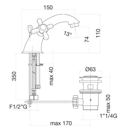 Смеситель для раковины Fiore MARGOT 26CR0622, хром, артикул 26CR0622