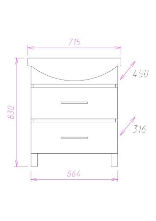Тумба Onika Дельта 70 напольная, ясень шимо (ум. Балтика 70), артикул 107032