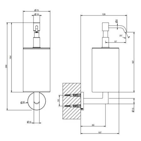 Gessi Tondo Дозатор для мыла настенный белый, цвет: Black XL, артикул 63613#299