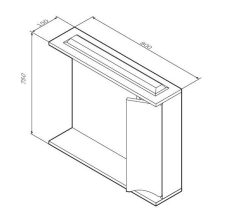 M80MPR0801WG Like, зеркало, частично-зеркальный шкаф, 80 см, с подсветкой, правый, белый, глянец, шт, артикул M80MPR0801WG