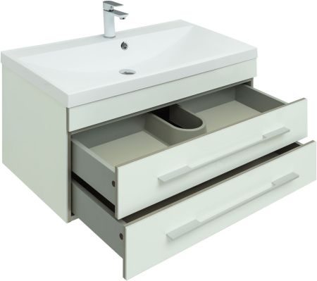 Тумба с раковиной Aquanet Верона 90 белый (подвесная 2 ящика), артикул 00287675