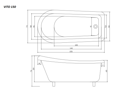 Ванна VITO 150 акрловая отдельностоящая Cerutti SPA (1550x740x750) на львиных алюминиевых хромированных лапах Ванна VITO 150 акрловая отдельностоящая Cerutti SPA (1550x740x750) на львиных алюминиевых хромированных лапах