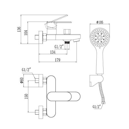 Смеситель для ванны Savol S-600303, хром, артикул S-600303