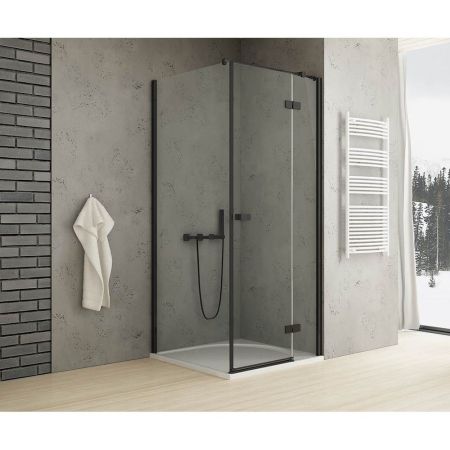 Душевое ограждение NEW TRENDY REFLEXA BLACK R 90x100x200 EXK-1337/EXK-0297 (черный), артикул EXK-1337/EXK-0297