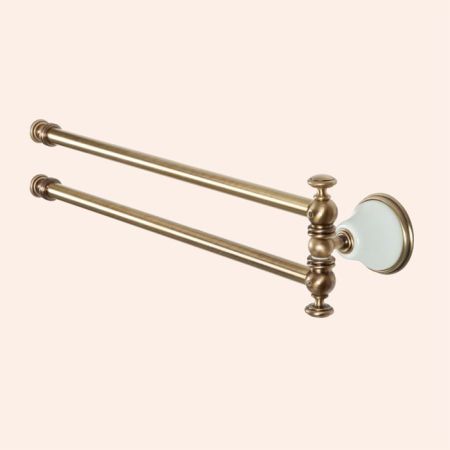 TW Harmony 013, вращающийся полотенцедержатель двойной 49см, цвет держателя:  белый/бронза, артикул TWHA013bi/br