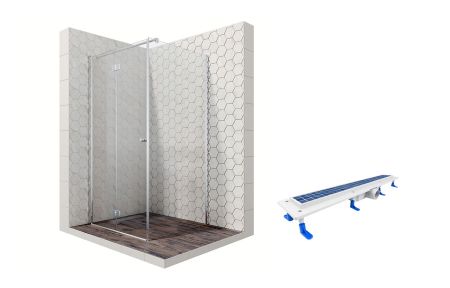 Душевой уголок Ambassador Diamond 12011105L-ST1, квадратный, линейный трап, 90х90