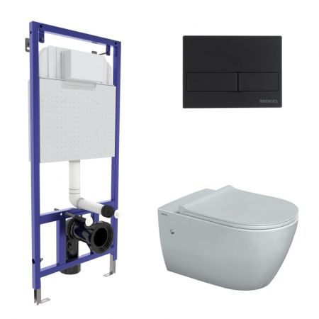 Комплект BERGES: инсталляция NOVUM, кнопка L5, унитаз MASCON  Rimless, сидение дюропласт Toma Slim SO, артикул 043217