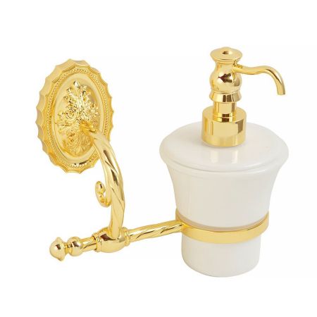 EDERA Дозатор жидкого мыла настенный, керамика/золото, артикул 16936