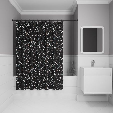 Штора для ванной, 200x180 см, Полиэстер, черный, IDDIS (BT02P18i11), артикул BT02P18i11
