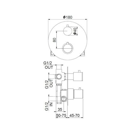 Смеситель для душа встраиваемый с термостатом Webert Sax Evolution SE970903560, черный