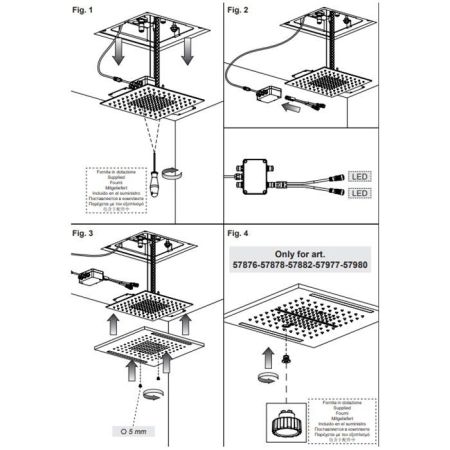 Gessi Colour Внешняя часть  душ. системы 500х500 мм, 3 режима, хромотерапия, цвет: Gold PVD