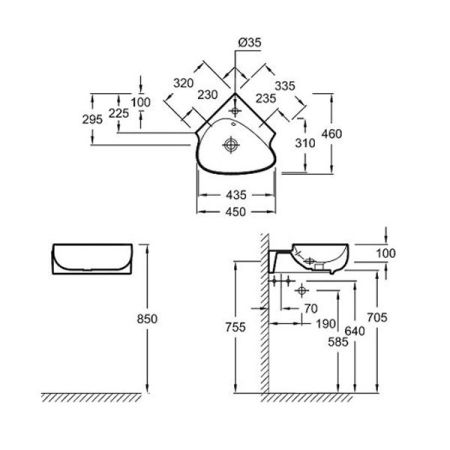 Раковина JACOB DELAFON NOUVELLE VAGUE EGL112-00 (подвесная, (46*46), белый), шт, артикул EGL112-00