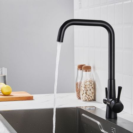 Смеситель для кухни с подключением фильтра Shevanik S528H, черный, артикул S528H