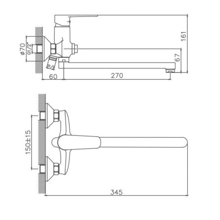 Смеситель для ванны Cron CN22523, хром, артикул CN22523