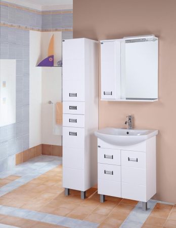 Шкаф-зеркало Onika Балтика 58 белый, левый, с подсветкой, артикул 205815