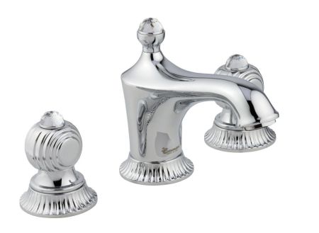 Смеситель The One 98033SW для раковины на 3 отверстия. Металлические ручки + прозрачные кристаллы, цвет хром, артикул 98033SWCR