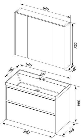 Мебель для ванной Aquanet Гласс 90 белый, артикул 00240467
