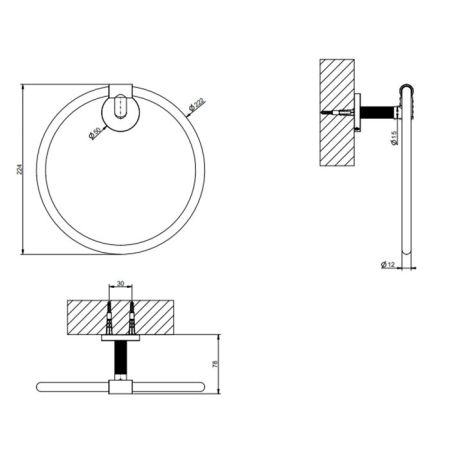 Gessi Ingranaggio Полотенцедержатель-кольцо, цвет Black Metal Brushed PVD, артикул 63909#707