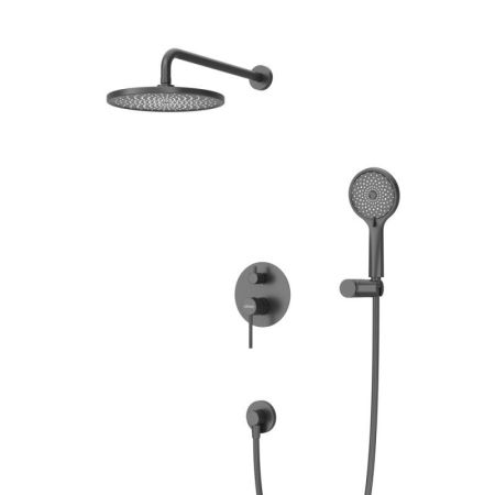 STYLUS-DSET-IN Душевой комплект встраиваемый (смеситель встраиваемый, верхний душ, ручной душ со шлангом, штуцер с держателем), сатин, артикул STYLUS-DSET-IN