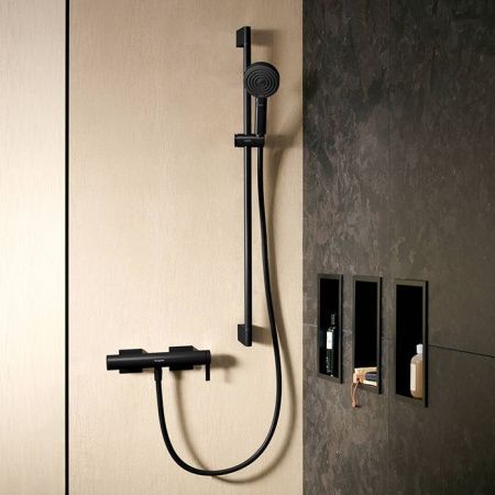 Смеситель для душа, Hansgrohe, Tecturis E, на 1 потребитель, тип открывания воды-однорычажный, тип регулирования воды-керамический картридж, монтаж-настенный, отверстия для монтажа-2, шланговое соединение DN15, цвет-черный матовый Смеситель для душа, Hansgrohe, Tecturis E, на 1 потребитель, тип открывания воды-однорычажный, тип регулирования воды-керамический картридж, монтаж-настенный, отверстия для монтажа-2, шланговое соединение DN15, цвет-черный матовый