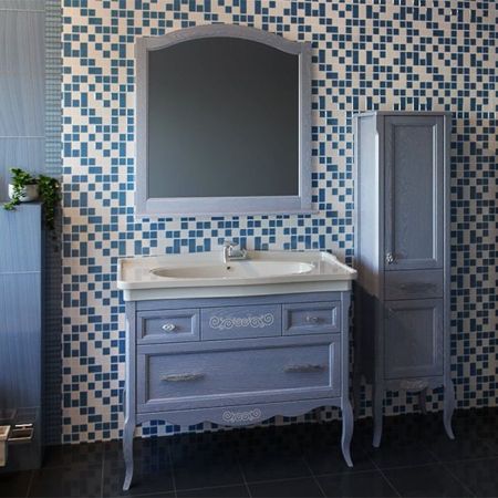 Тумба под раковину ASB-Woodline Модерн 105 Рошфор с белой патиной, артикул 11246