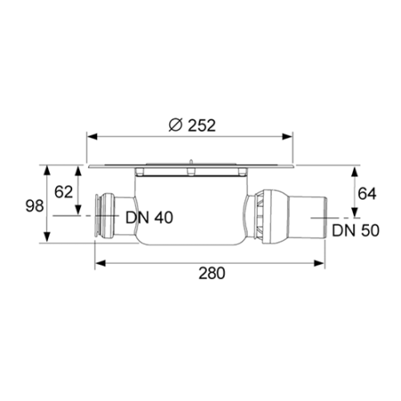 Сифон горизонтальный DN50, артикул 3601500