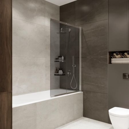 Шторка на ванну слайдер Terminus Ното 150х90 тонированная, хром, артикул 1CS150х90CT