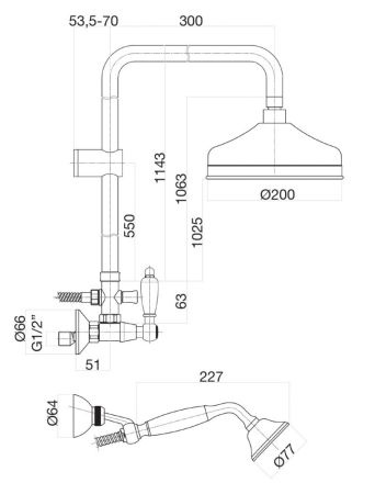 Душевая система Fiore COLONIALE 02OO0620, золото, артикул 02OO0620